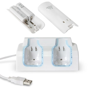 Ladestation + 2 Akkus für Nintendo Wii white (Ni-MH)