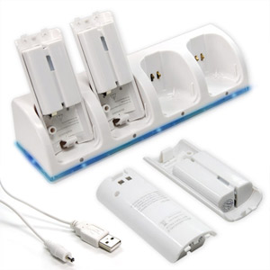 Ladegerät für Nintendo Wii mit 4 Akkus 2800 mAH