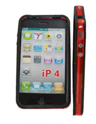 Bumper schwarz + transparent rot für Apple iPhone 4