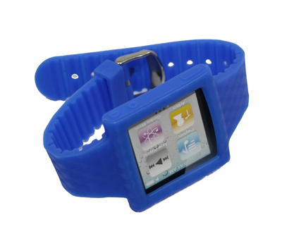 Silikon Case Uhr Design iPod Nano 6 blau