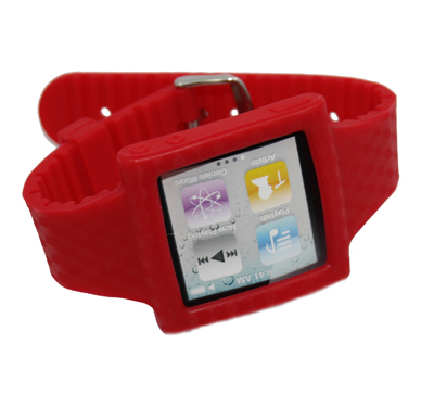 Silikon Case Uhr Design iPod Nano 6 rot
