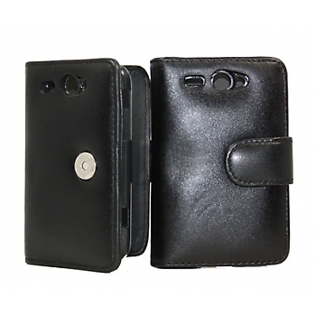 Tasche Book in Lederoptik schwarz für HTC HD 7
