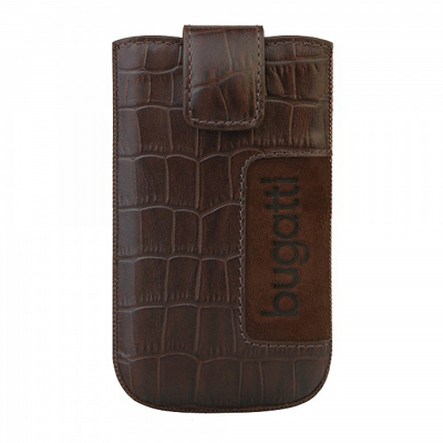 Bugatti Leder Tasche Size SL Croco dunkelbraun