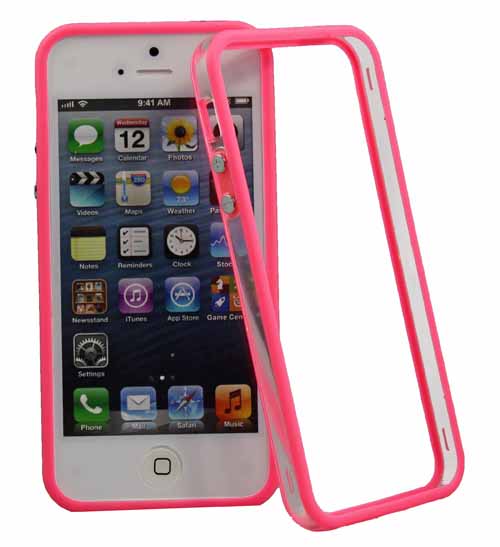Bumper Case für Apple iPhone 5 Schutzrahmen in pink transparent