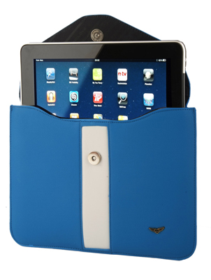 MACLOVE Leather Travel Case für Apple iPad 1 + 2 blau