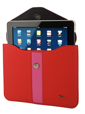 MACLOVE Leather Travel Case für Apple iPad 1 + 2 pink